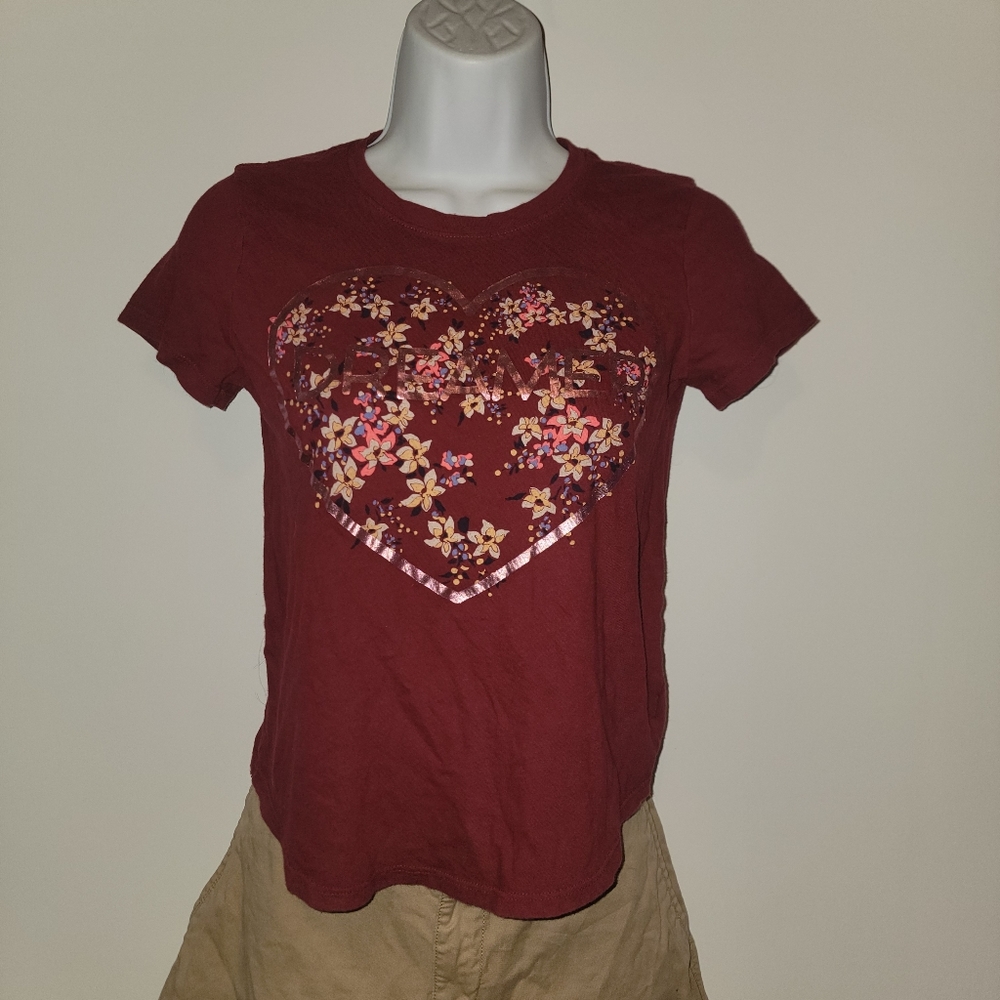 Girls Old Navy burgundy "Dreamer" shirt